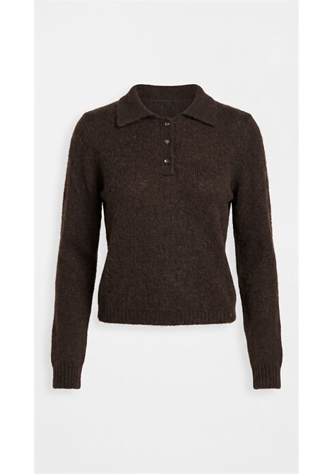 Des Petits Hauts Women's Billie Ourson Dark Brown Superfine Alpaca Polo Sweater Des Petits Hauts |  | 1H26005507177